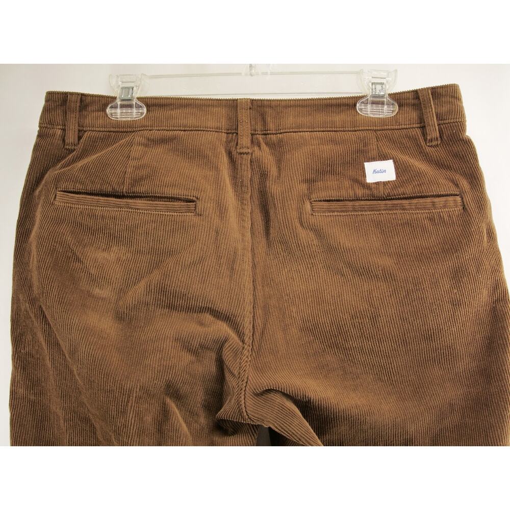 Katin Corey Corduroy Pants Mens 33x27 Brown Slim Straight Stretch Chino - Picture 7 of 10